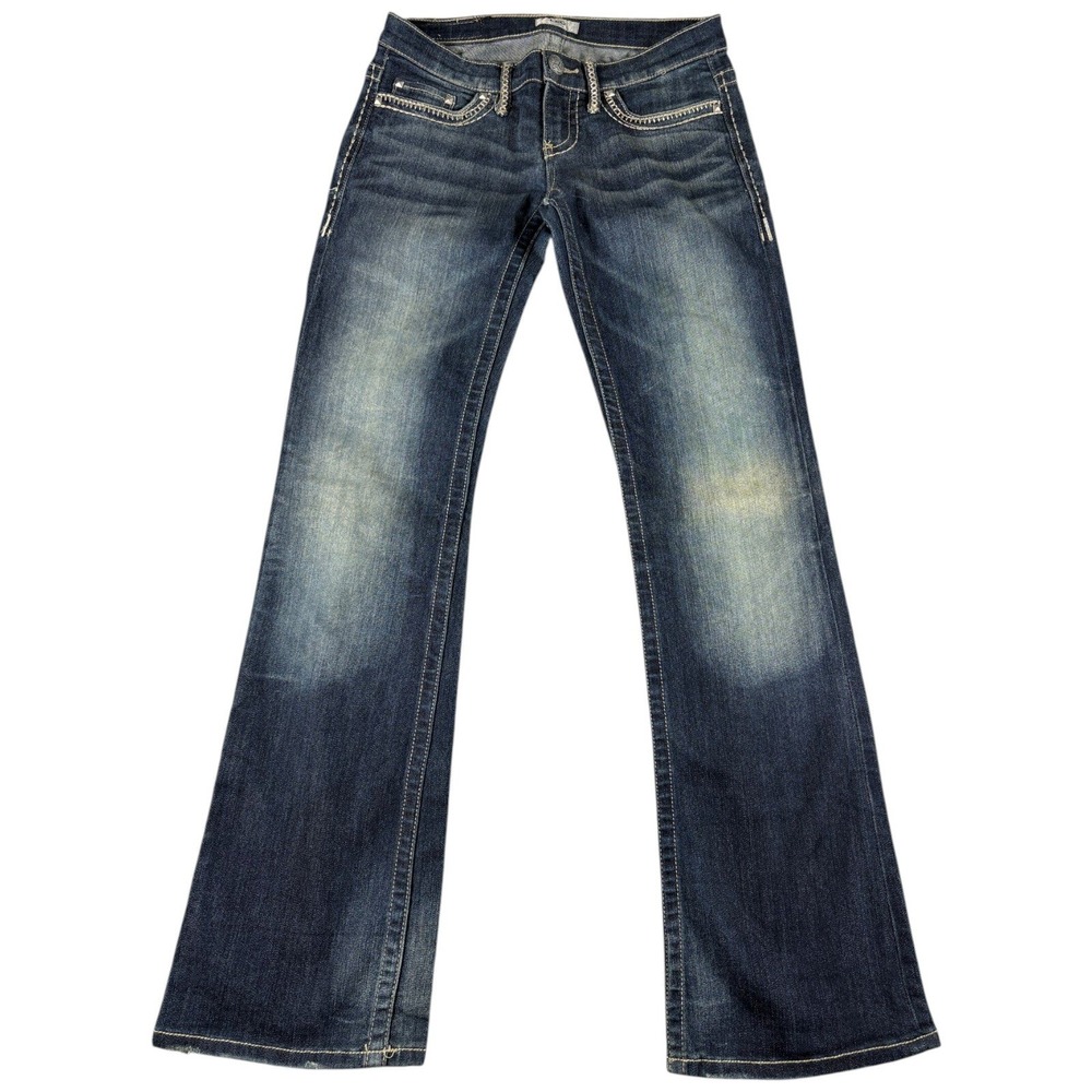 Daytrip Leo Bootcut Jeans Womens 28L Blue Denim Dark Washed Low Rise Y2K Western